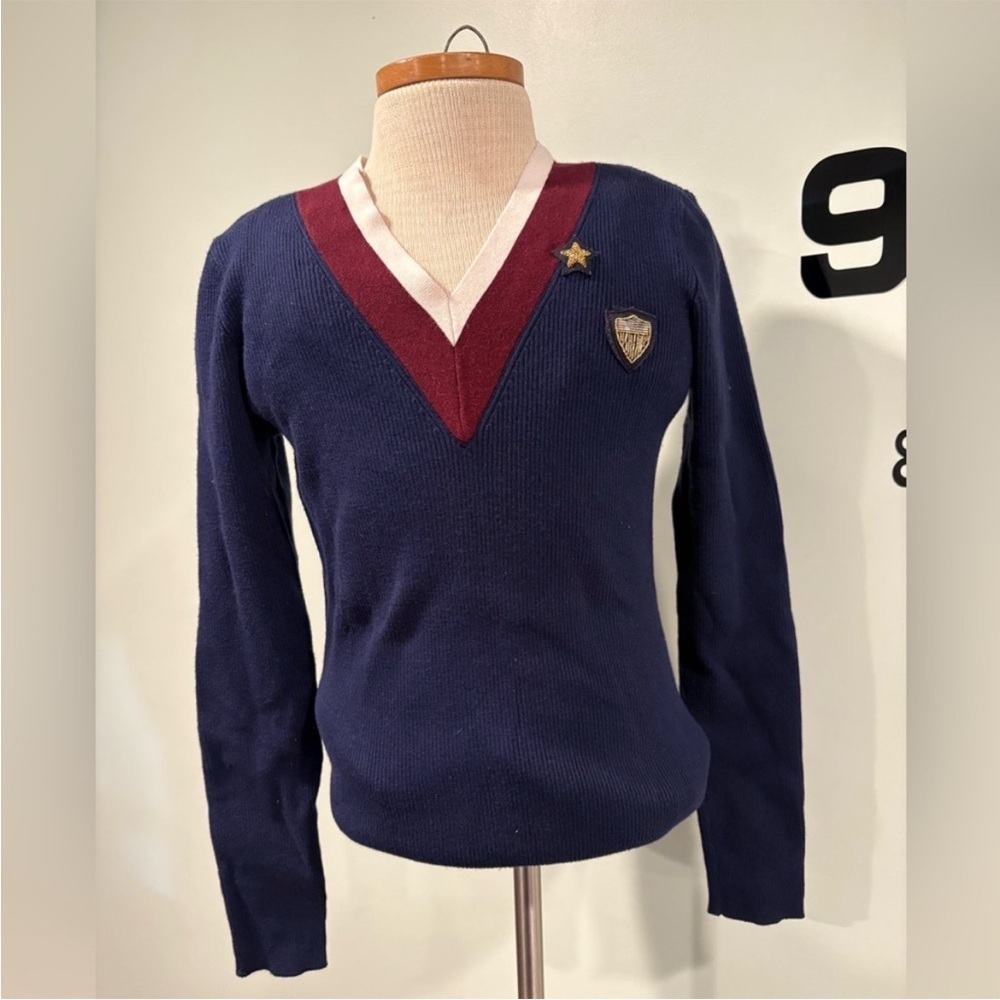 Ralph Lauren Burgundy and Navy Sweater - Picture 2 of 7